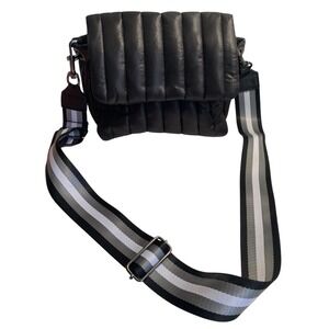 Think Royln Black Quilted Crossbody Bag Adjustable Strap Puffer Nylon‎